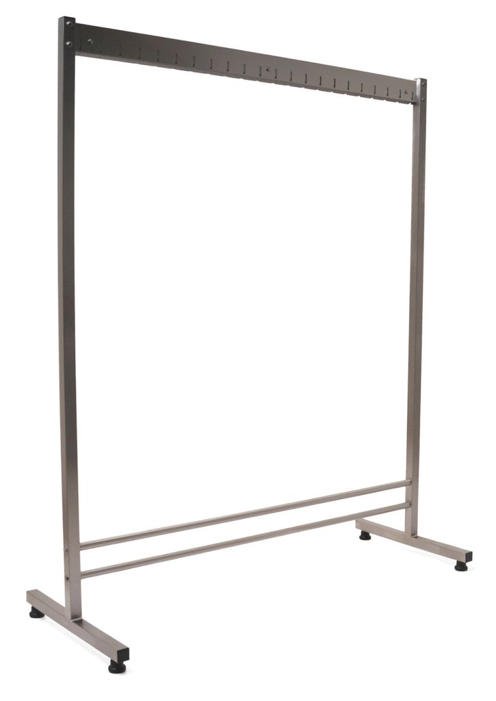 Eagle freestanding gowning rack with hanger rail and nylon dissipative feet