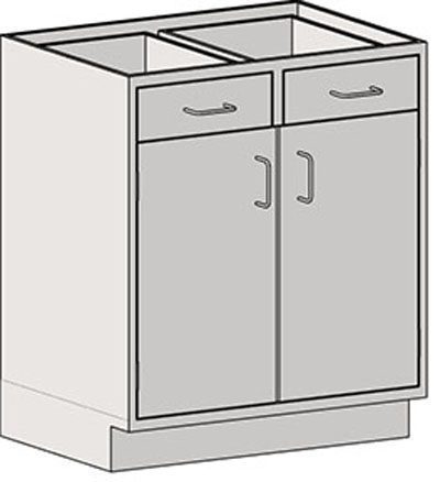 Door and drawer combination laboratory base cabinet