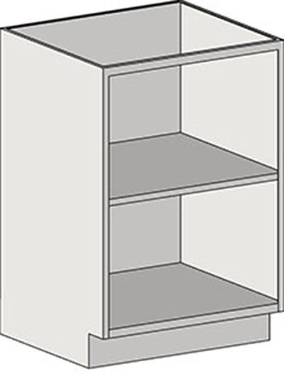 Open-base laboratory cabinet with adjustable intermediate shelf