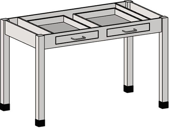 Eagle MHC lab bench frame with two drawers for benchtop tool storage