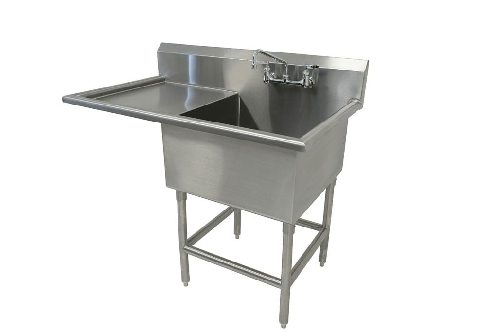 Stainless steel laboratory service sink with welded bowls and radius corners