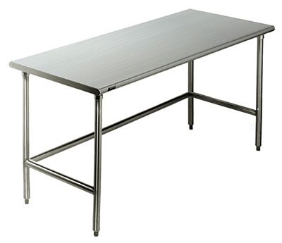 Eagle cleanroom table with C-frame base and adjustable bullet feet