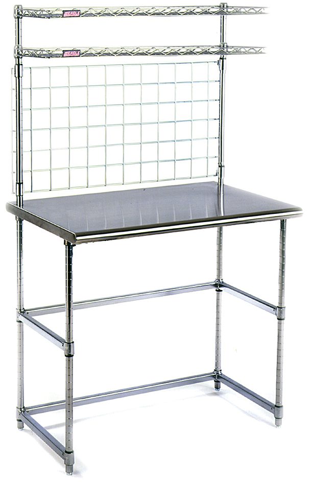 Stainless steel modular desk workstation for a kitchen office area