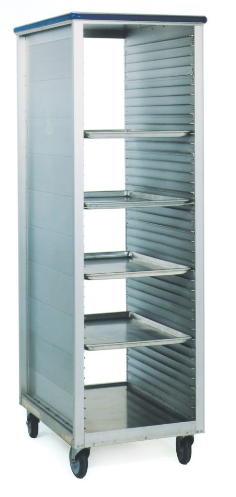 Aluminum sheet pan rack with side panels for 40 full size bun pans