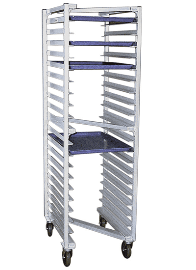 Z-type nesting bun pan racks that collapse together to save kitchen floor space