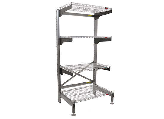 Q-LEVER cantilever shelving with no front uprights for open access