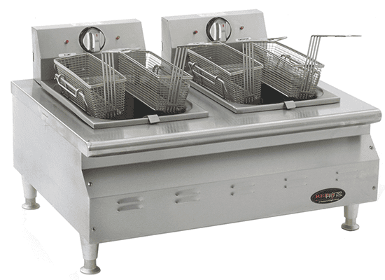 Chef's Line countertop fryer with removable stainless fry tank and baskets