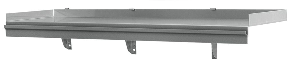 Stainless wall shelf with ticket rail for a kitchen pass