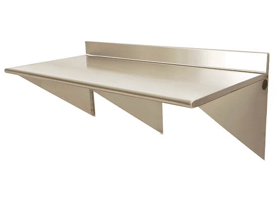 Wall mounted stainless steel table with rear upturn for washdown kitchen areas