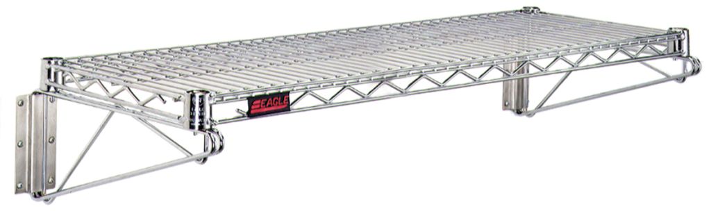 Wire wall shelf kit with QuadTruss shelf and two wall mounts