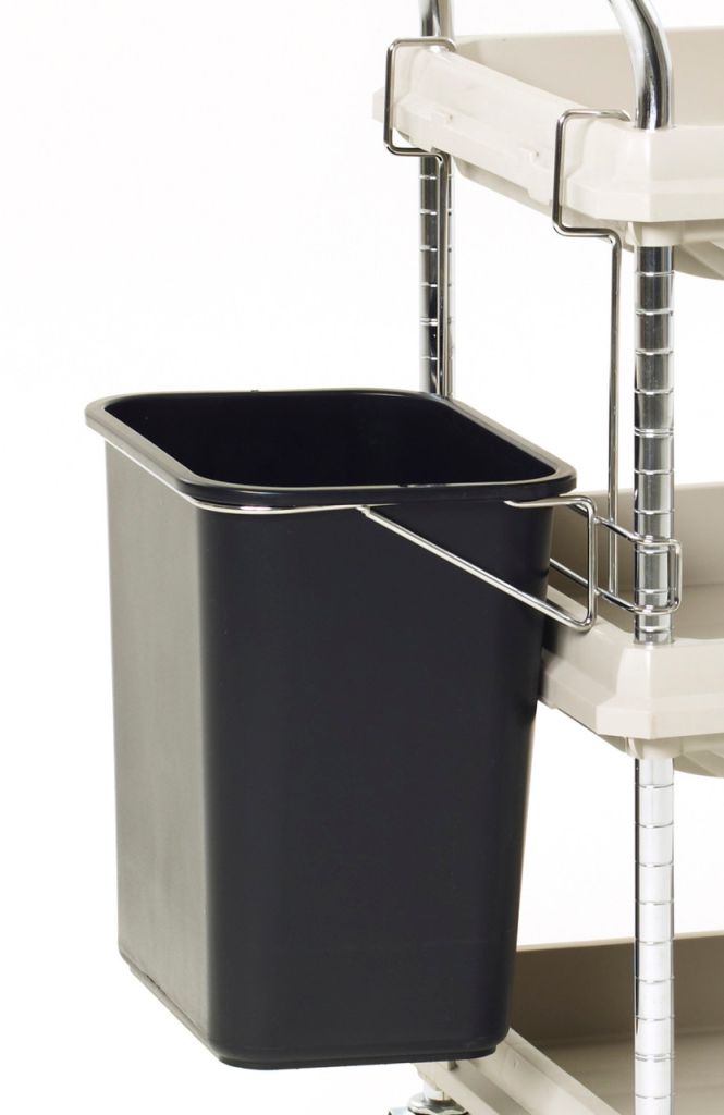 Metro wastebasket and holder accessory for a deep ledge utility cart