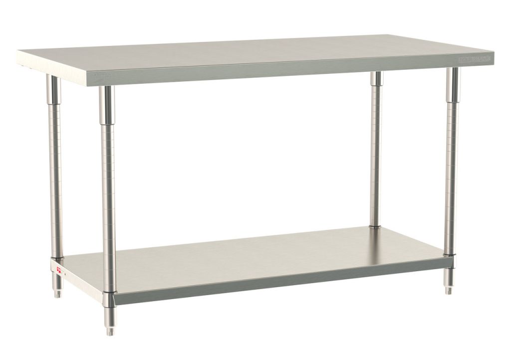 Type 316 stainless steel cleanroom work table with stainless undershelf