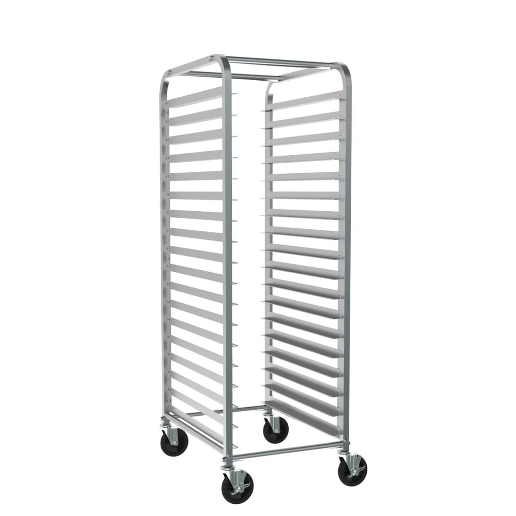 Metro end-load knock down pan rack shipped flat for on-site assembly