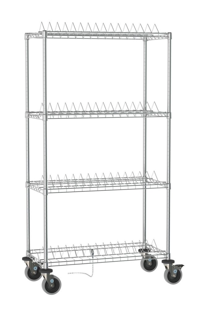 Industrial shelving used for component storage in an electronics manufacturing facility