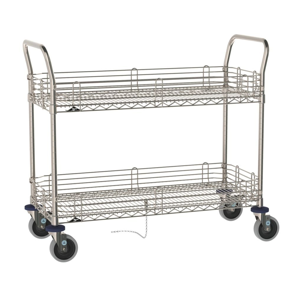 Metro ESD safe Super Erecta 2-shelf stainless steel utility cart for electronics