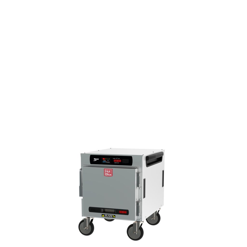 Metro HotBlox narrow 4-pan insulated undercounter holding cabinet with solid door