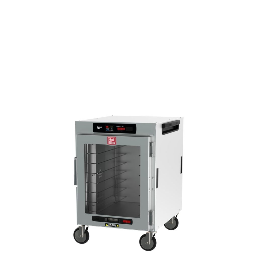 Metro HotBlox wide eight-pan insulated mobile holding cabinet with clear door