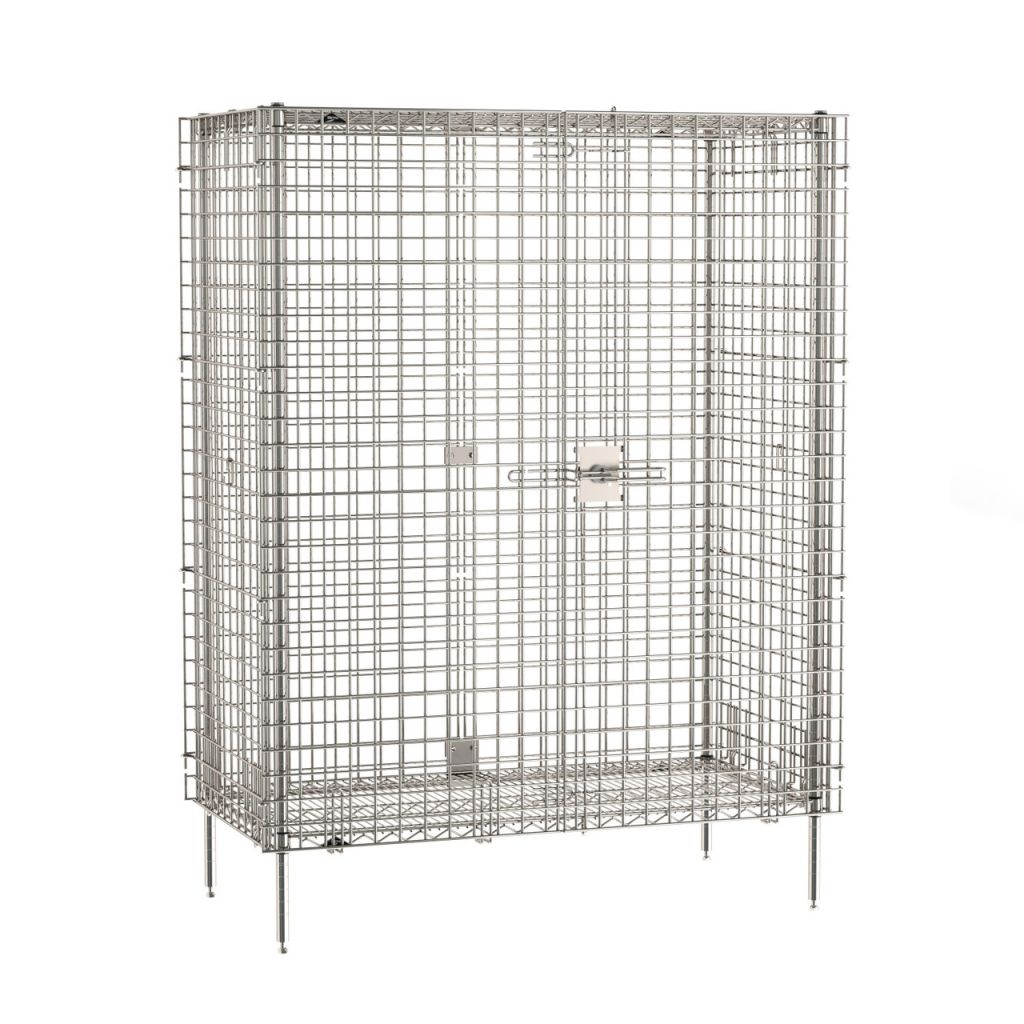 Stainless steel enclosed security shelving unit for controlled stock