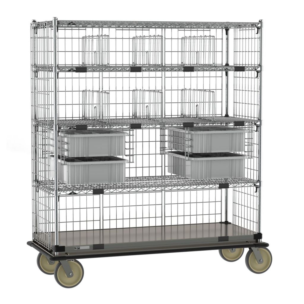 Metro Super Adjustable Super Erecta deluxe transport and exchange cart with enclosed sides