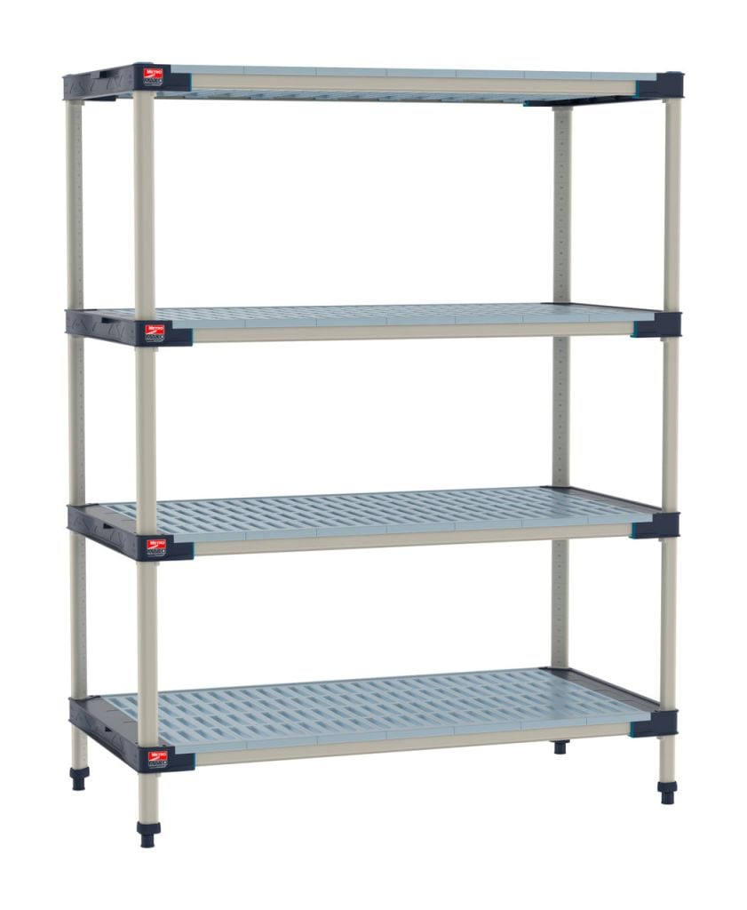 MetroMax 4 stationary polymer shelving unit for dry and cold storage rooms