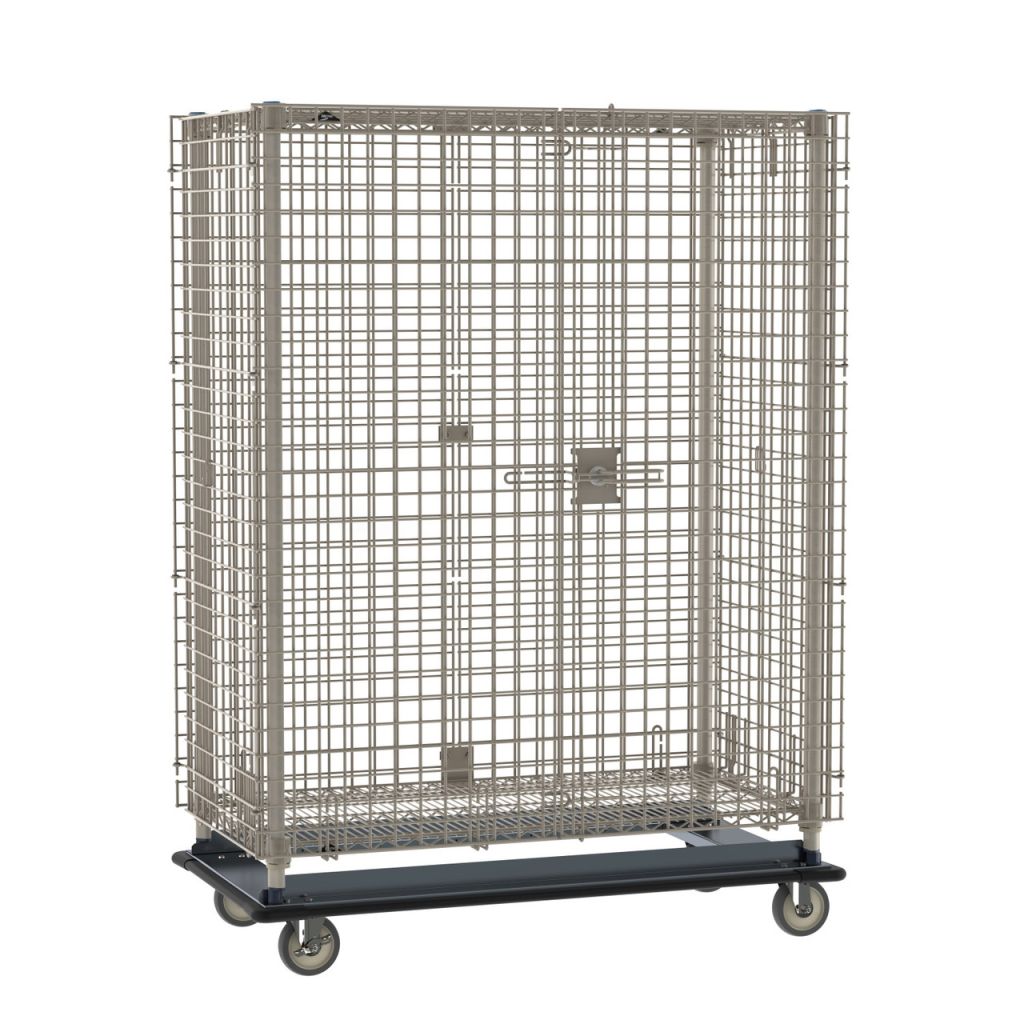 Heavy-duty mobile security shelving unit for controlled inventory storage