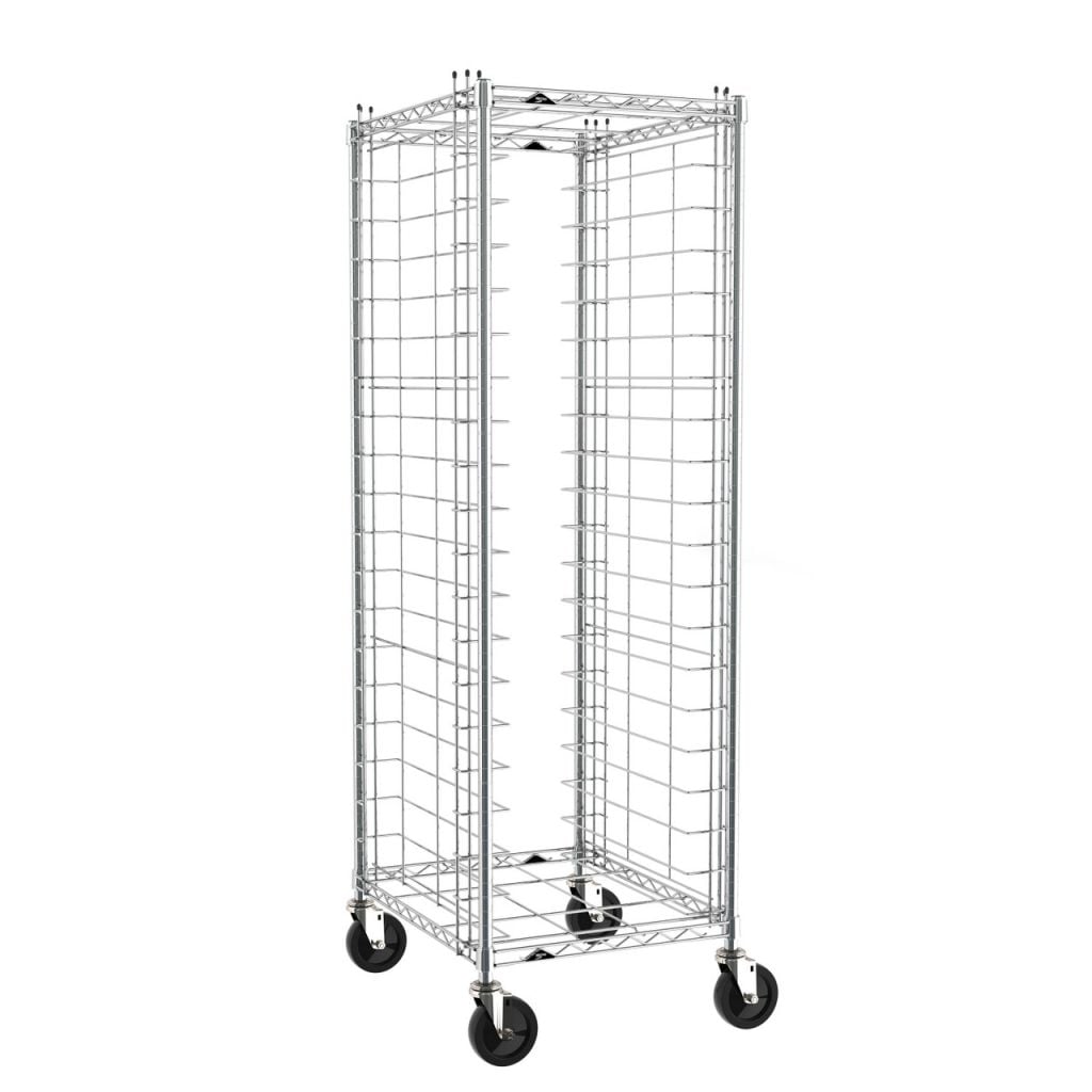 End-load wire bun pan rack for supermarket in-store bakery sheet pans