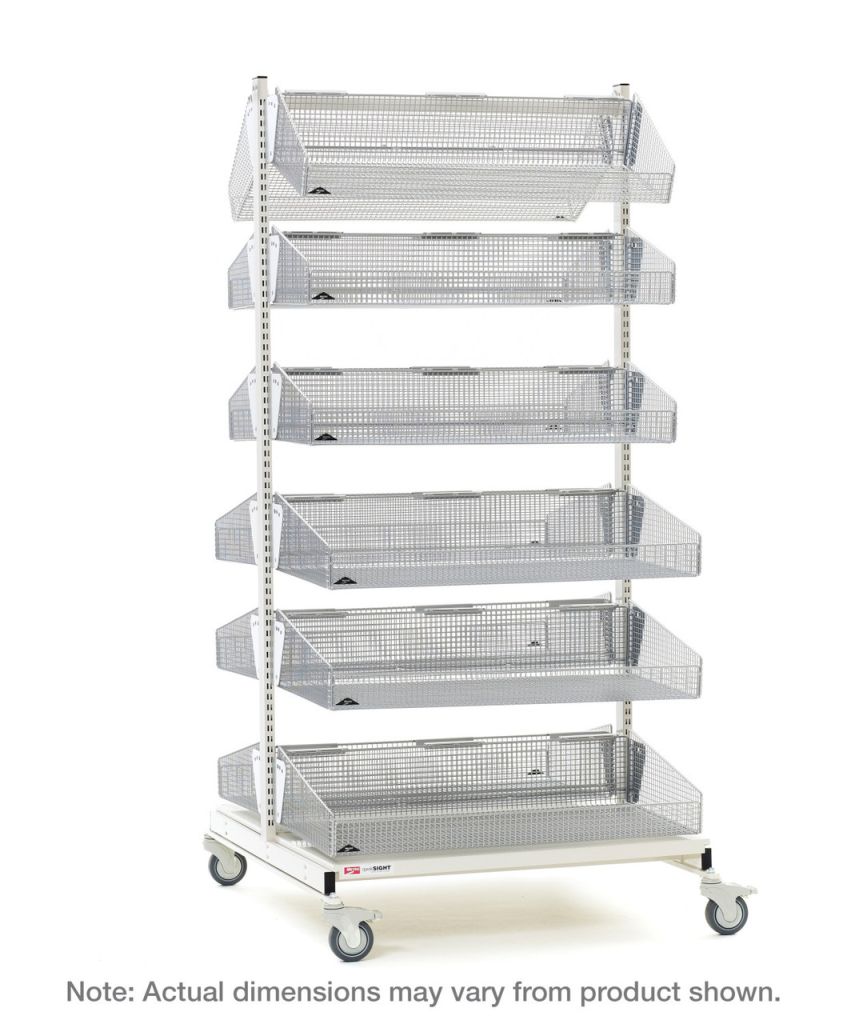 Metro qwikSIGHT double-sided basket shelving unit for retail and back-of-house display