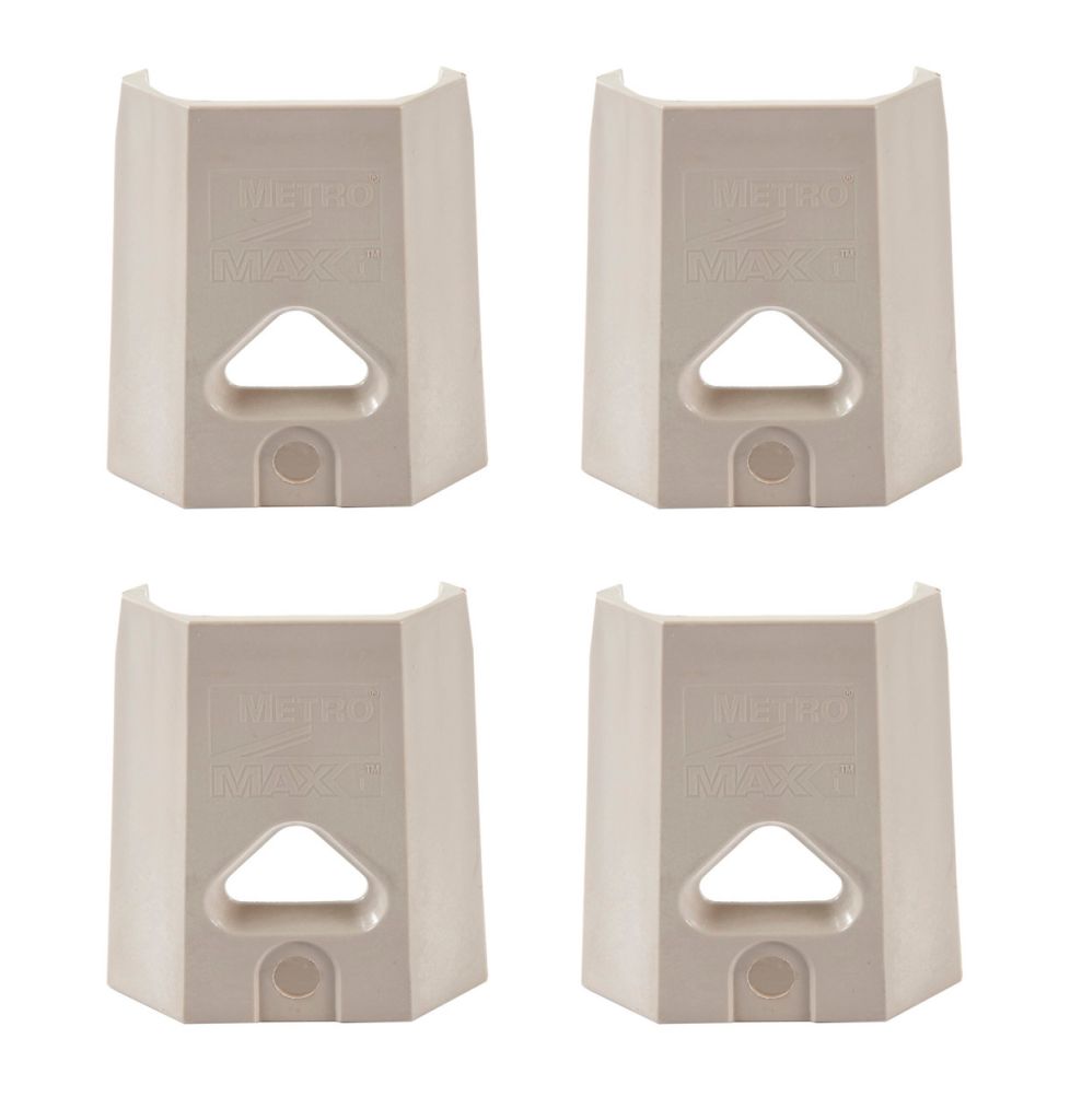 Two-piece tapered wedges that clamp onto a shelving post to carry a shelf