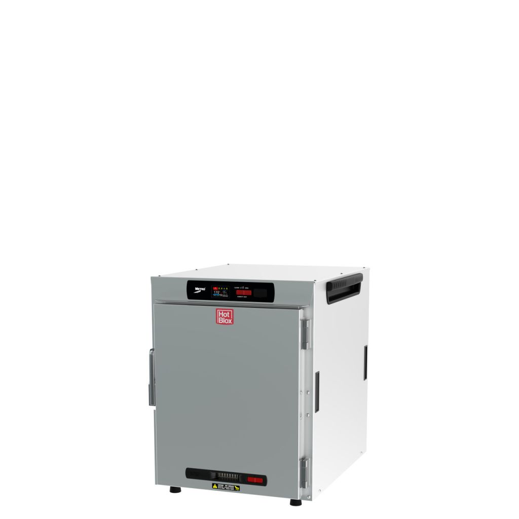 Stacking countertop heated holding cabinet with a solid insulated door