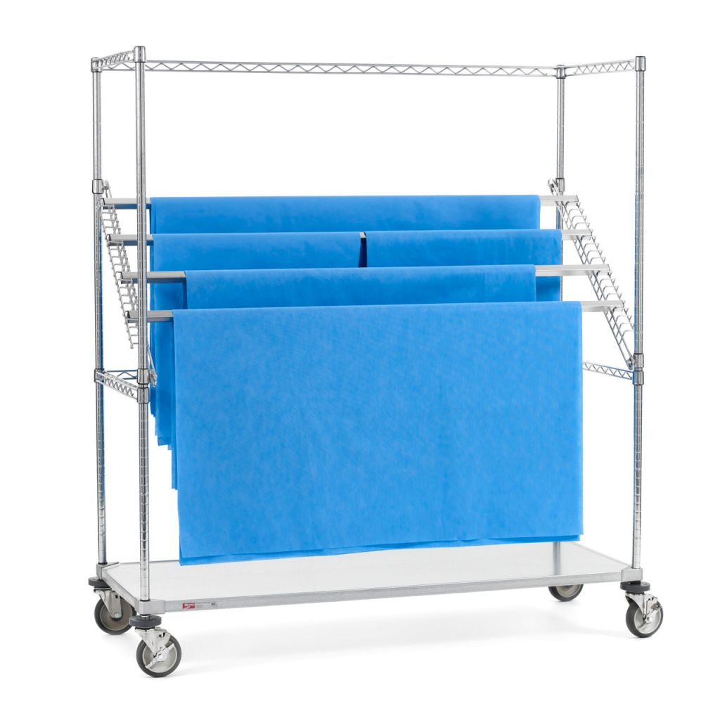 Metro Super Erecta high-profile sterile wrap rack cart with solid bottom shelf