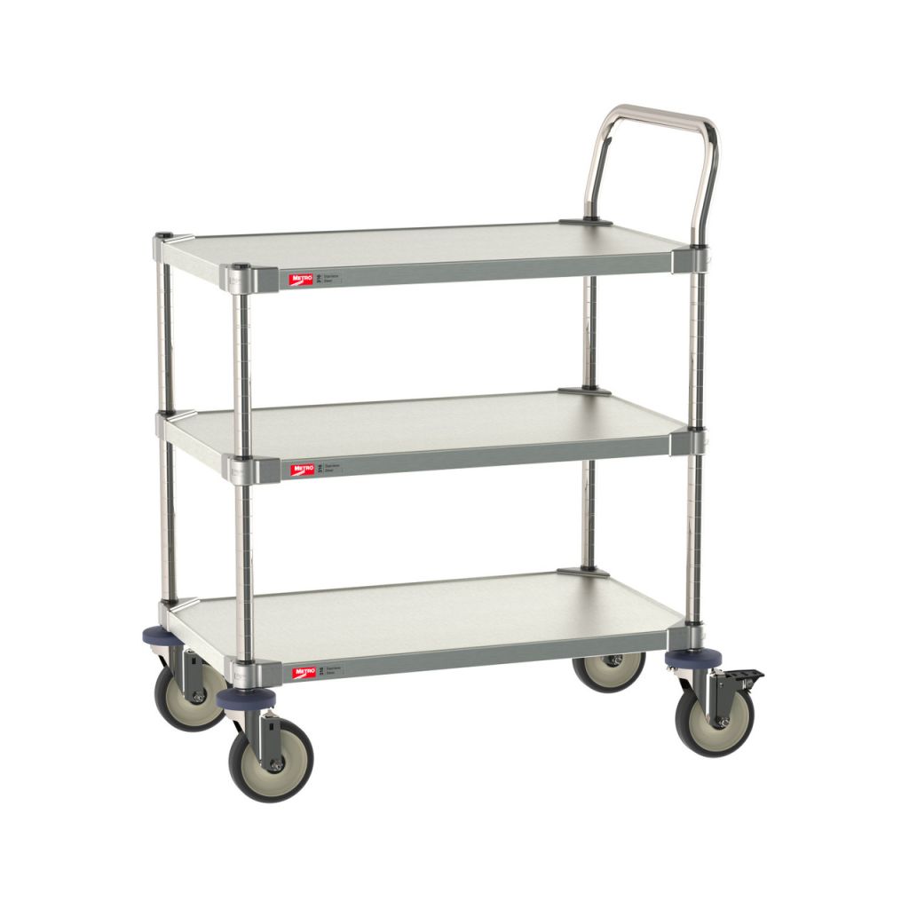 Metro type 316 stainless steel cart for laboratory and cleanroom transport