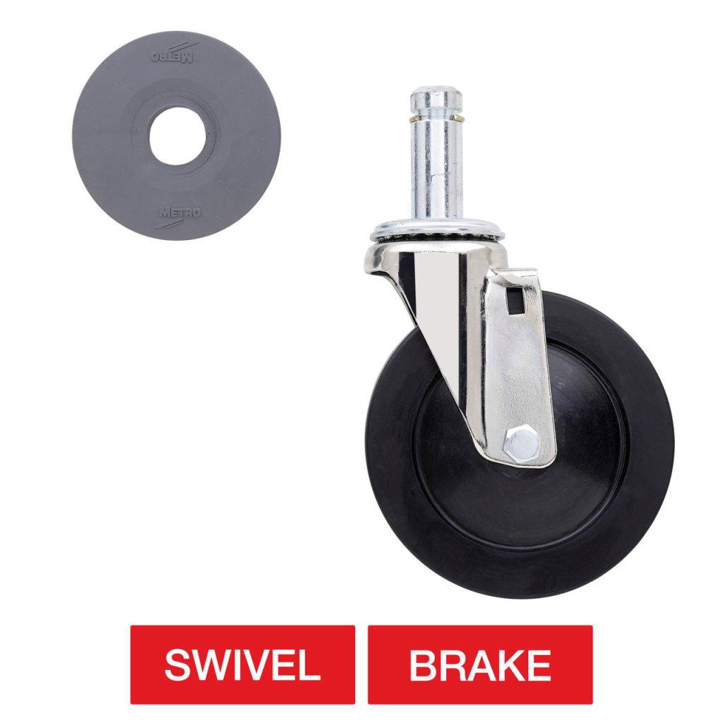 Metro conductive stem casters for static-controlled electronics shelving