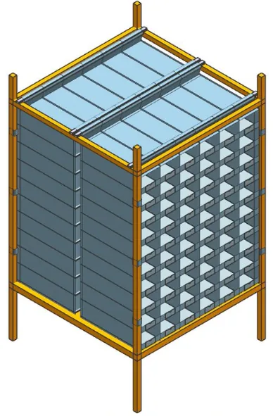 Diagram of a Storeganizer bay showing pocket columns stacked vertically and multiple rows deep