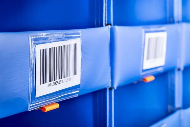 Storeganizer pocket label holders with barcodes for scan-verified picking