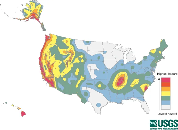 United States seismic hazard map published by the U.S. Geological Survey