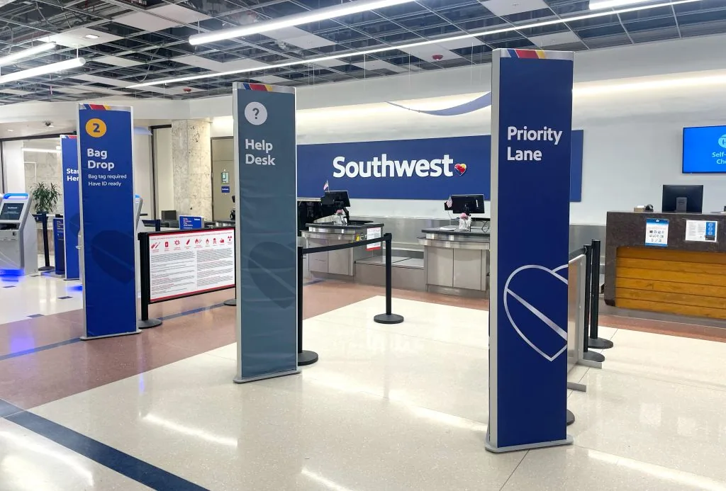 Visiontron sign tower installed in an airport terminal
