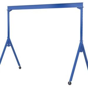 Vestil Steel Adjustable Height Gantry Crane with V-Groove Ductile Steel Casters 10 Ft. Wide x 12 Ft. Max Usable Height 4,000 Lb. Capacity Blue