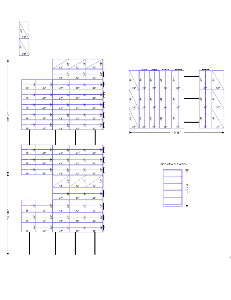 Mobile shelving layout drawing for a university athletics facility storage room, Ogden Utah