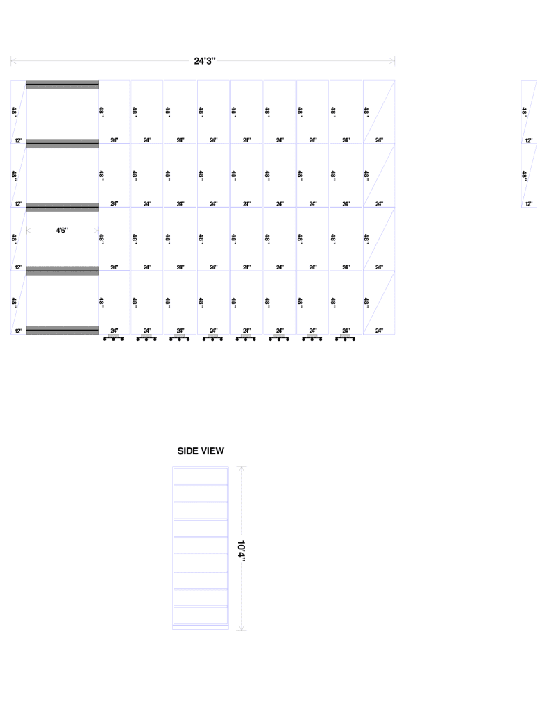 Mobile shelving layout drawing for a retail bookstore stockroom, Salt Lake City Utah
