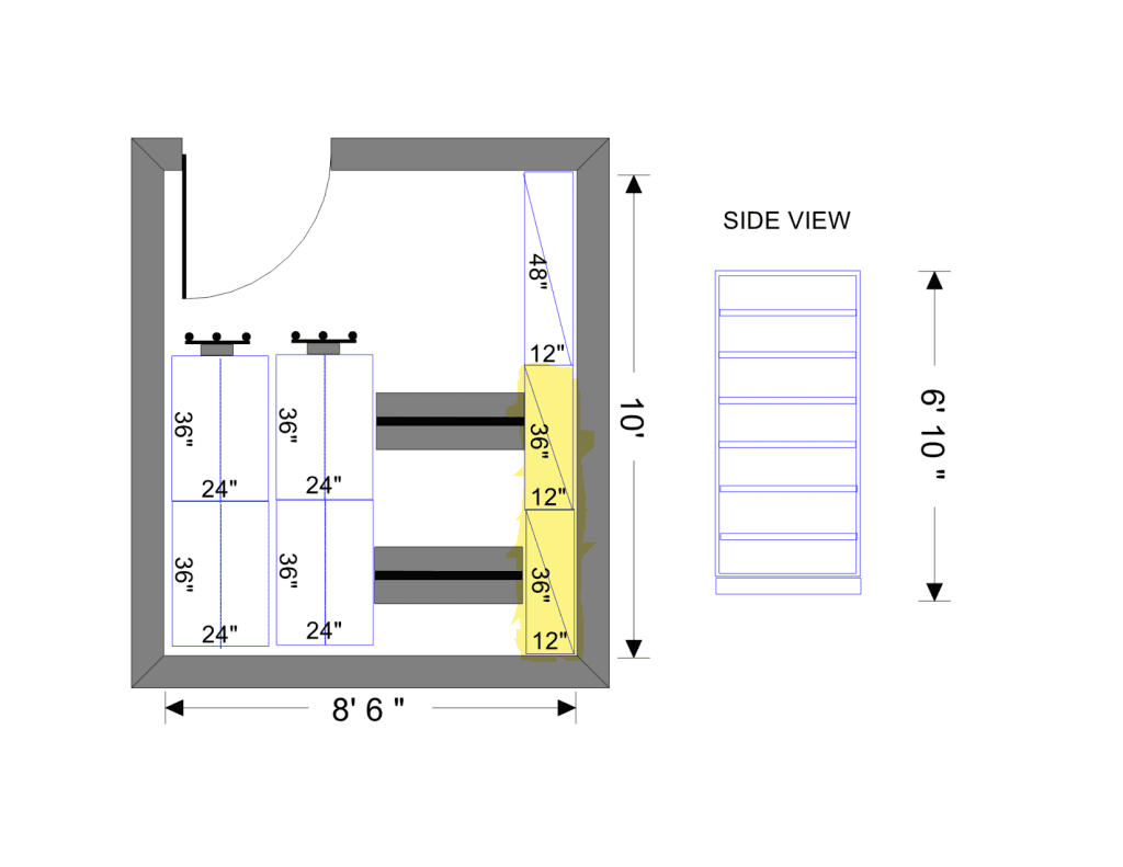 Mobile shelving layout drawing for a city fleet parts storage room, Herriman Utah