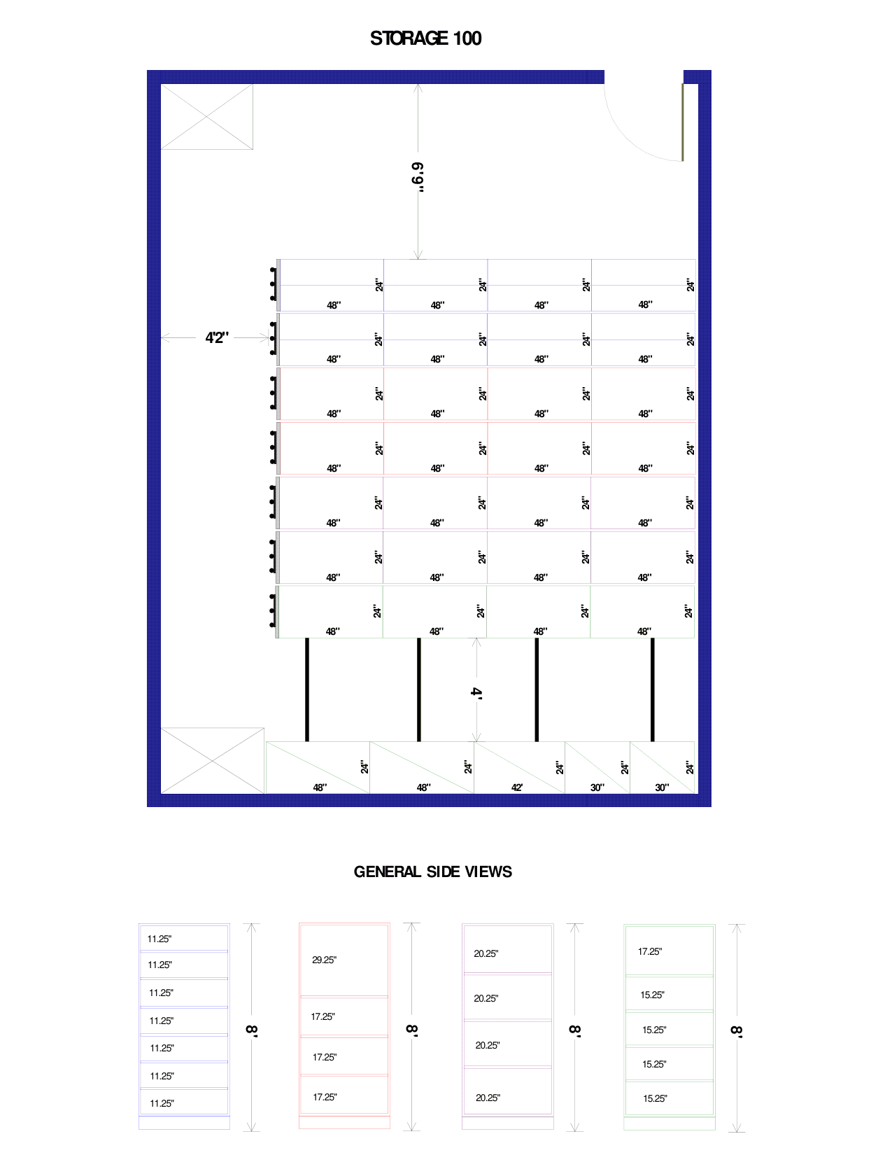 Mobile shelving layout drawing for a healthcare administrative office storage room, West Valley City Utah
