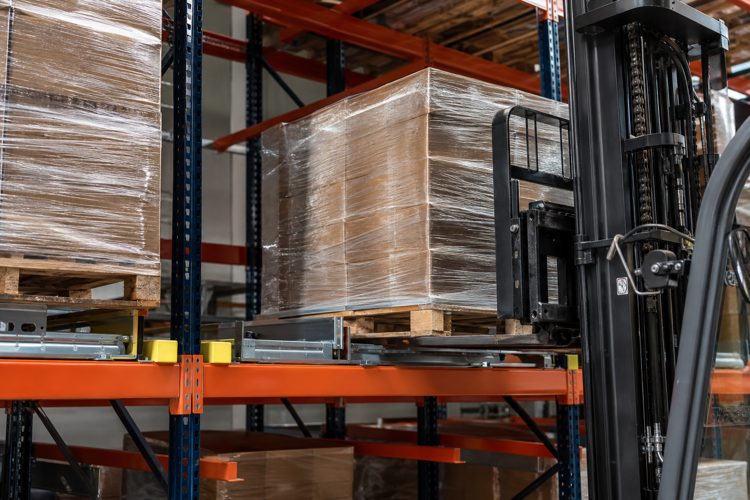 Warehouse manager reviewing incoming pallets waiting for open rack space