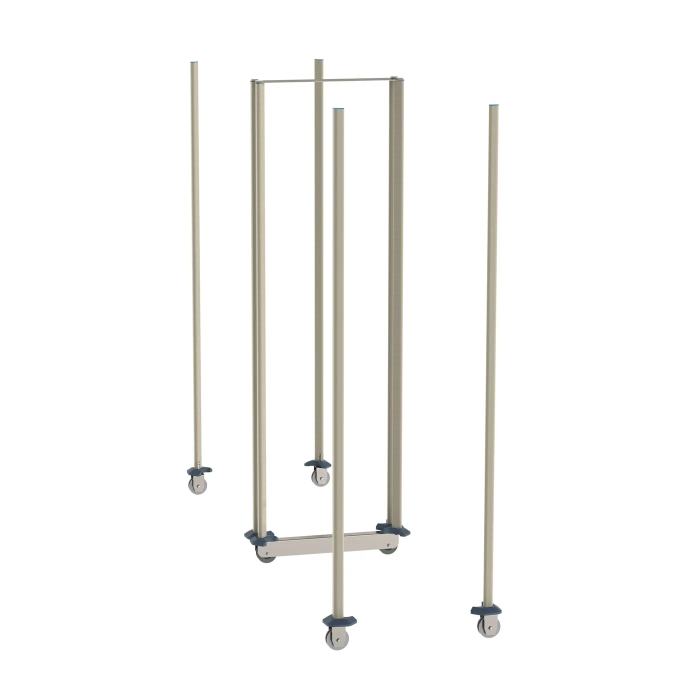 Metro LBTM24Q3 qwikTRAK Double Deep Mobile Unit Kit for 24″ Wide MetroMax Shelving, Epoxy Coated Steel Posts