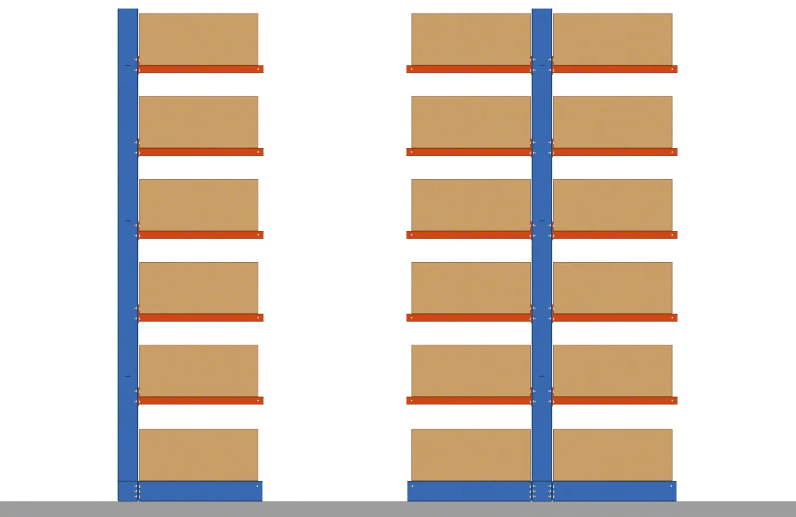 Diagram comparing a single-sided cantilever rack and a double-sided cantilever rack