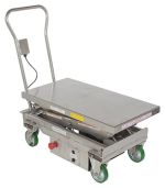 Vestil Dbl Scissor Stainless Steel Cart 12Vdc,1000# Cap