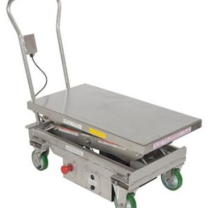 Vestil Dbl Scissor Stainless Steel Cart 12Vdc,1000# Cap