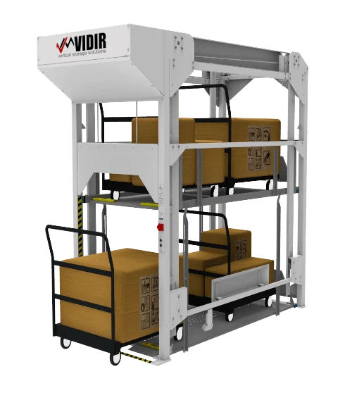 Vidir Cartlift storing carts vertically