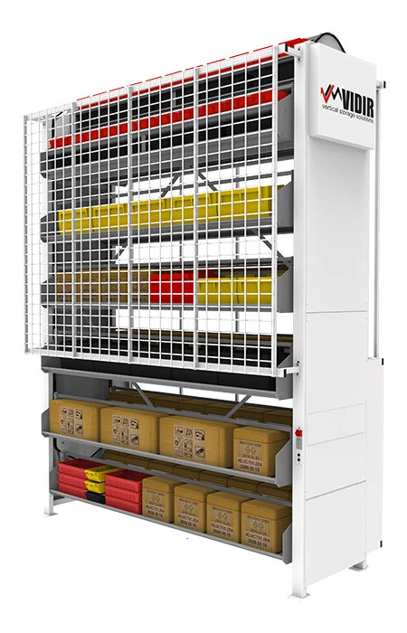 Vidir shelving carousel configured for retail order pickup