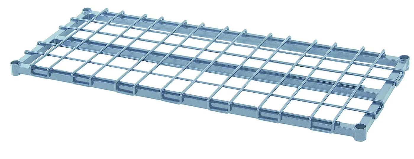 Quantum Dunnage Shelf, 48"W X 24"D, 1500 Lb. Capacity, (1) Removable Wire Top Mat, Square Tubing Frame, Gray Epoxy Antimicrobial Finish, NSF