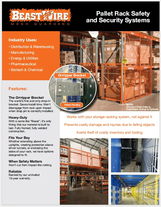 Cover of the SpaceGuard BeastWire Pallet Rack Safety and Security Systems brochure